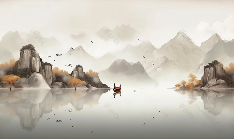 复古意境留白山水水墨画,插画/手绘图,插画/手绘图库,插画/手绘图下载,插画/手绘
